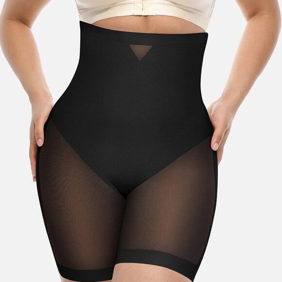 Mesh Tummy Control Butt Lifting High Waisted Shapewear Shorts - Picture 5 of 15